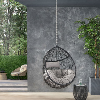Outdoor Teardrop Swing Chair With Polyethylene Rattan And Cushions