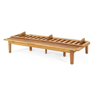 Acacia Wood Outdoor Daybed With Slatted Design And Waterproof Cushions