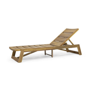 Outdoor Adjustable Lounge Chair With Acacia Wood Frame