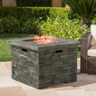 35" Square MGO Propane Fire Pit, 40,000 BTU Outdoor Gas Fire Table for Patio & Backyard