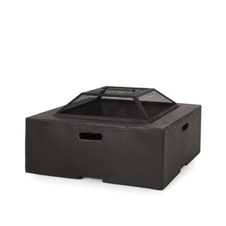 Outdoor 29" Square MgO Wood- Burning Fire Pit, Dark Gray