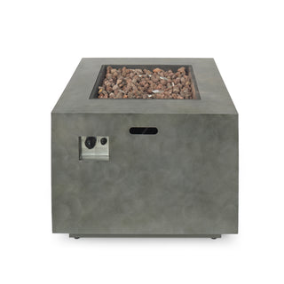 Outdoor Patio Propane Fire Pit 24'' H x 33'' W Square Iron Gas-burning Fire Pit - 50,000 BTU, Tank in side, Dark Grey/Stone Gray