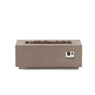 40" Outdoor 40,000 BTU Rectangular MgO Concrete Propane Fire Pit, Light Gray/Dark Gray  (Tank Cover not Included)