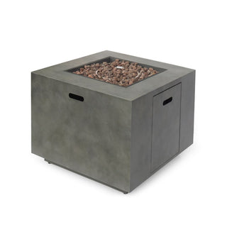 Outdoor Patio Propane Fire Pit 24'' H x 33'' W Square Iron Gas-burning Fire Pit - 50,000 BTU, Tank in side, Dark Gray/Grey
