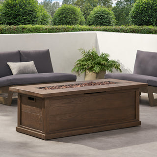 56'' Rectangular Outdoor MGO 50,000 BTU Propane Fire Pit,  Wood-Looking (Tank Cover not Included)