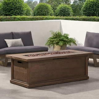 56'' Rectangular Outdoor MGO 50,000 BTU Propane Fire Pit,  Wood-Looking (Tank Cover not Included)