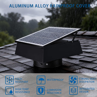 12-Inch Adjustable Solar Attic Fan, 40W Dual-Power Ventilator with 1200 CFM, 3-Speed Remote & 25°C Auto Start