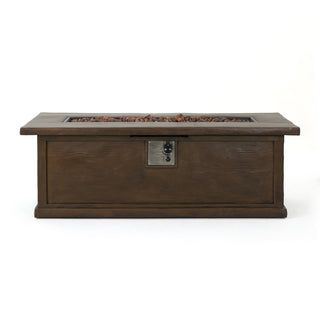 56'' Rectangular Outdoor MGO 50,000 BTU Propane Fire Pit,  Wood-Looking (Tank Cover not Included)