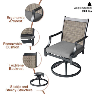 Outdoor Aluminum 360° Swivel Chair with Textilene Backrest & Cushion – Ergonomic Patio Chair