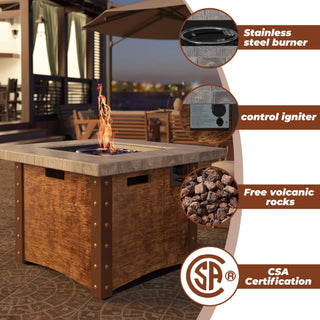 34.5 Inch Auto-Ignition Propane Fire Pit Table with Waterproof Cover