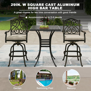 Square Outdoor Table Bar Stool 29-in W x 29-in L with Umbrella Hole