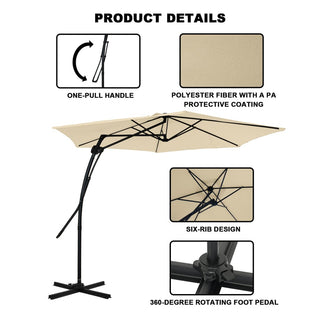 10FT Hexagonal Offset Patio Umbrella with Crank & Tilt, Available in Beige / Navy Blue / Tan / Red