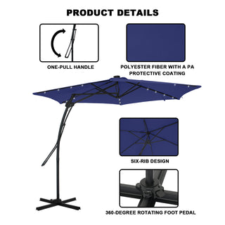 10FT Hexagonal Offset Patio Umbrella with Crank & Tilt, Available in Beige / Navy Blue / Tan / Red