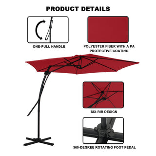 10FT Hexagonal Offset Patio Umbrella with Crank & Tilt, Available in Beige / Navy Blue / Tan / Red