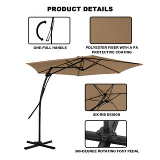 10FT Hexagonal Offset Patio Umbrella with Crank & Tilt, Available in Beige / Navy Blue / Tan / Red