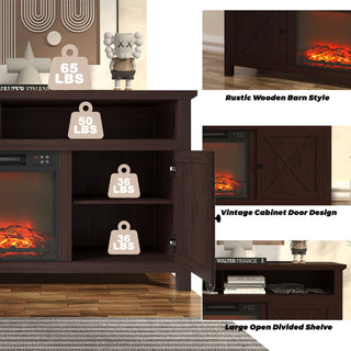 58.23 Inch W MDF TV Stand with Fan-forced Electric Fireplace