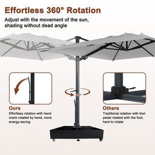 10x13FT Aluminum Cantilever Patio Umbrella with 1100LBS Wheeled Base, 360° Rotation & Stepless Tilt, UV50+ Waterproof Canopy