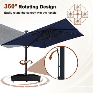 10×13 FT Aluminum Cantilever Patio Umbrella with Hook – Large Offset Outdoor Umbrella for Patio, Deck & Garden (Gray/Navy Blue)