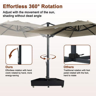 10x13FT Aluminum Cantilever Patio Umbrella with 1100LBS Wheeled Base, 360° Rotation & Stepless Tilt, UV50+ Waterproof Canopy