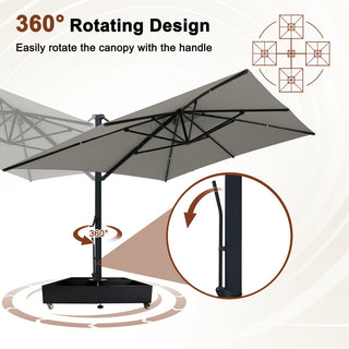 10×13 FT Aluminum Cantilever Patio Umbrella with Hook – Large Offset Outdoor Umbrella for Patio, Deck & Garden (Gray/Navy Blue)