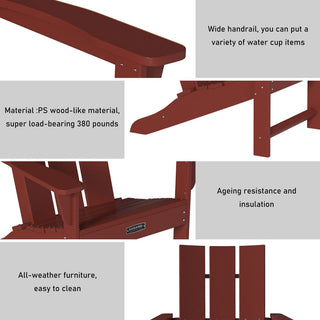 4.7 Inch Wide Arm Modern Red Adirondack Chair, All Weather Plastic Patio Chair