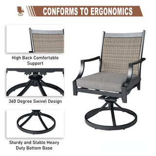 5-Piece Mondawe Outdoor Aluminum Swivel Dining Set with Textilene Cushioned Chairs & Round Table