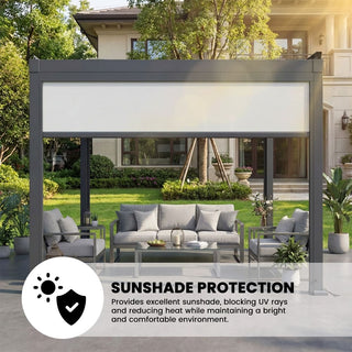 10X20 FT Motorized Aluminum Louvered Pergola with 7-Color LED Lights,Suitable For Patios, Pool Areas, Outdoor Kitchens And Terraces
