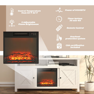 58.23 Inch W MDF TV Stand with Fan-forced Electric Fireplace