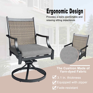 Outdoor Aluminum 360° Swivel Chair with Textilene Backrest & Cushion – Ergonomic Patio Chair