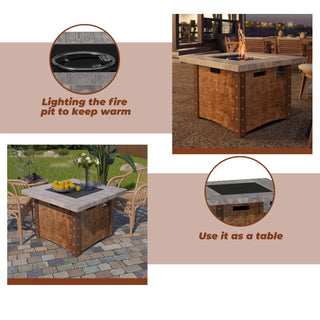 34.5 Inch Auto-Ignition Propane Fire Pit Table with Waterproof Cover
