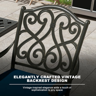 Set of 2 Patio Dining Chairs, Cast Aluminum Frame with Removable Olefin Cushion, 360° Swivel