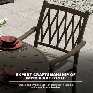 Set of 4 Outdoor Dining Chairs with Cushions – Cast Aluminum, Extra Wide Design