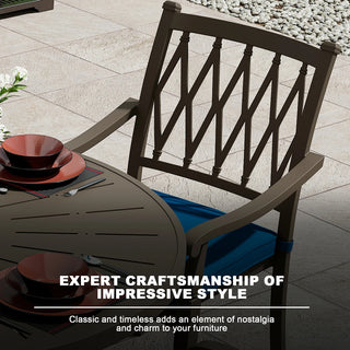 9-Piece Patio Dining Set – Cast Aluminum Rectangular Table & 8 Cushioned Chairs