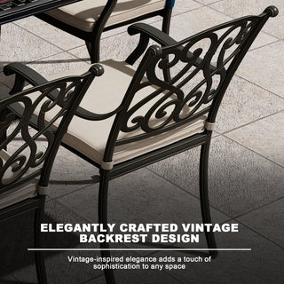 7-Piece Outdoor Dining Set with Cushions – Cast Aluminum Table & Chairs