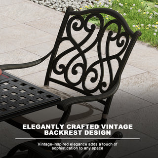 7-Piece Outdoor Dining Set with Cushions – Cast Aluminum Table & Chairs