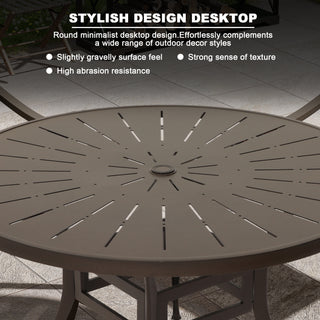 5-Piece Cast Aluminum Patio Dining Set with 4 Textilene Chairs  + 48-Inch Round Table with Umbrella Hole - Weather-Resistant Outdoor Set
