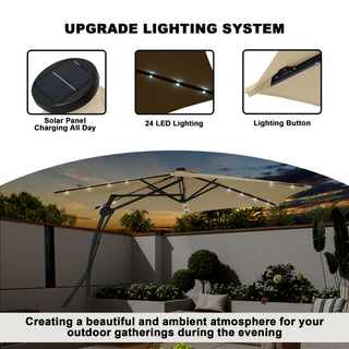 10FT Hexagonal Offset Patio Umbrella with Crank & Tilt, Available in Beige / Navy Blue / Tan / Red