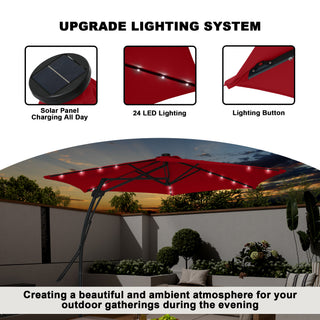 10FT Hexagonal Offset Patio Umbrella with Crank & Tilt, Available in Beige / Navy Blue / Tan / Red