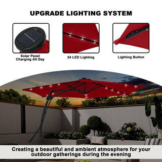 10FT Hexagonal Offset Patio Umbrella with Crank & Tilt, Available in Beige / Navy Blue / Tan / Red