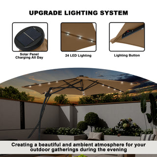 10FT Hexagonal Offset Patio Umbrella with Crank & Tilt, Available in Beige / Navy Blue / Tan / Red