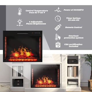 70.2 Inch W Brown/White MDF Wood TV Stand with Fan-forced Electric