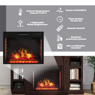 70.2 Inch W Brown/White MDF Wood TV Stand with Fan-forced Electric