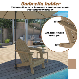 HDPE Plastic Adirondack Chair with Cup Holder and Umbrella Hole