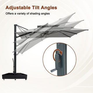 10×13 FT Aluminum Cantilever Patio Umbrella with Hook – Large Offset Outdoor Umbrella for Patio, Deck & Garden (Gray/Navy Blue)