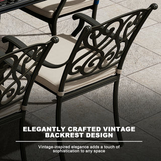 4 Piece Cast Aluminum Outdoor Dining Chairs with Cushion