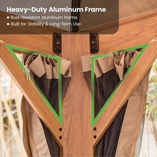 Aetherdome Permanent Aluminum Outdoor Hardtop Gazebo – Pavilion with Double Roof, Curtains & Netting