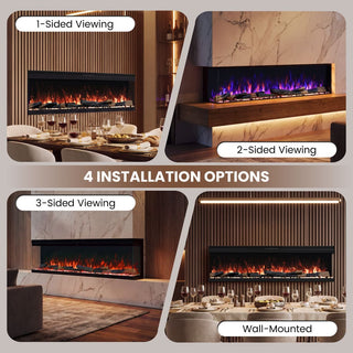 72"/88"/100" Smart Electric Fireplace with 14 Flame Colors, WiFi Tuya App, Voice Control & 1500W Heater
