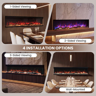 72"/88"/100" Smart Electric Fireplace with 14 Flame Colors, WiFi Tuya App, Voice Control & 1500W Heater