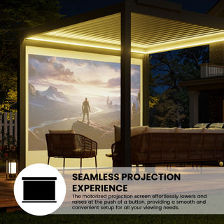10X20 FT Motorized Aluminum Louvered Pergola with 7-Color LED Lights,Suitable For Patios, Pool Areas, Outdoor Kitchens And Terraces