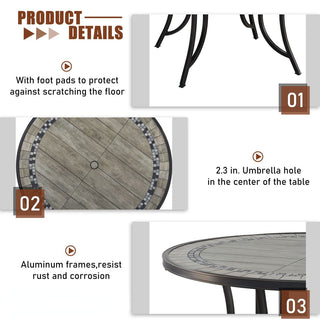 5-Piece Aluminum Patio Swivel Dining Set with 360° Teslin Chairs & Ceramic Table – Durable, Rust-Resistant Outdoor Furniture